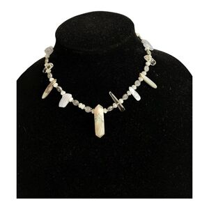 Handmade Crystal Shard Agate Beaded Necklace Boho Beach Princess Jewelry 17"